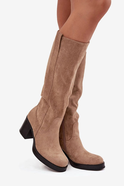 Chic women's eco-suede boots from Step in Style with a comfortable 7.5cm heel and a sleek design, ideal for daily wear or refined occasions.