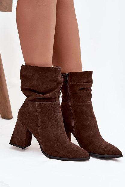 Fashionable women's ankle boots from Step in Style in natural suede, designed for elegance with an 8cm heel, ideal for both formal and casual occasions.