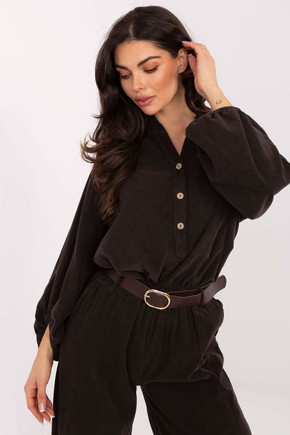 Elegant long sleeve blouse by Italy Moda featuring a heart neckline, designed for a luxurious everyday look.