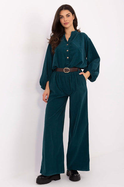 Luxury Women’s Wide Leg Corduroy Trousers by Italy Moda, showcasing a high-waist design for an elegant silhouette.