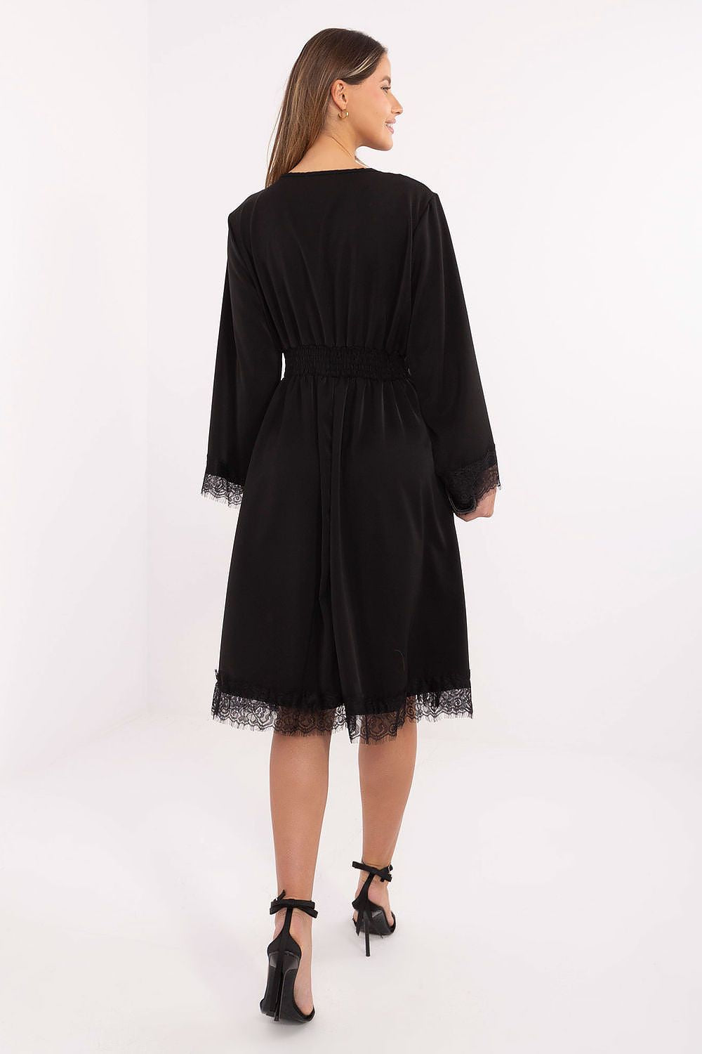 Italy Moda's elegant Midi Cocktail Dress in rich fabric blend, designed for a perfect silhouette with sewn-in elastic bands for comfort and style.