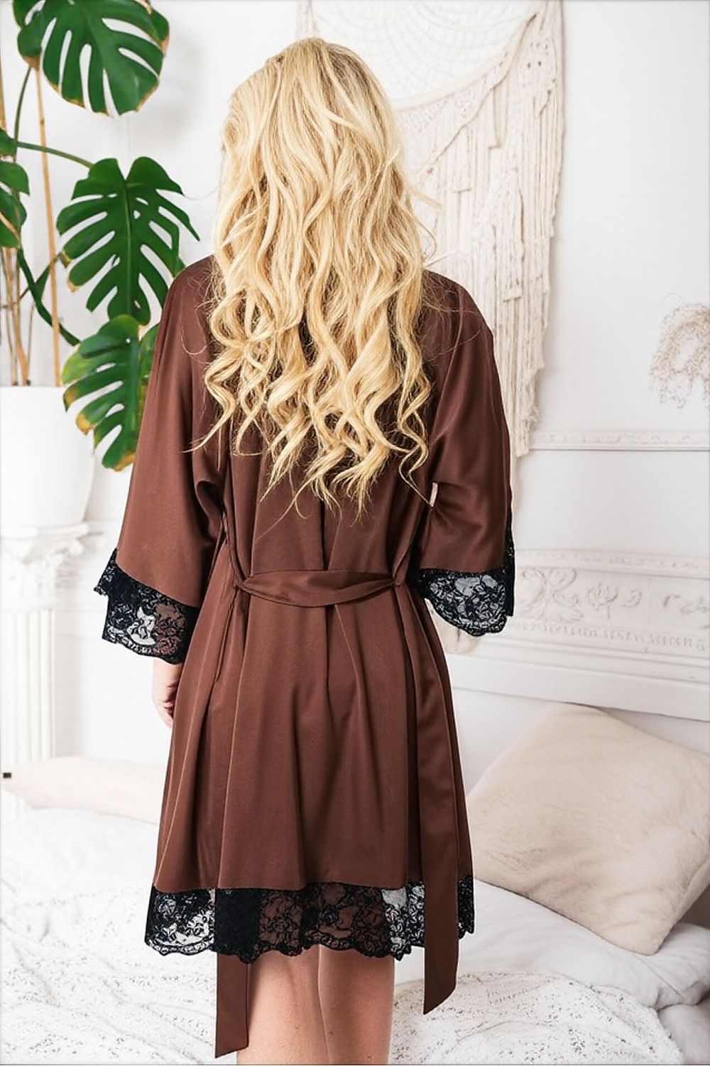 Kalimo's flowing satin chemise with delicate lace trims, designed for comfort and elegance in various colours, ideal for intimate gifting.