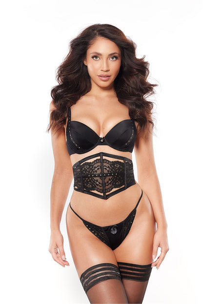 Luxurious black push-up bra by Axami with elegant golden accents for exceptional lift and shaping.