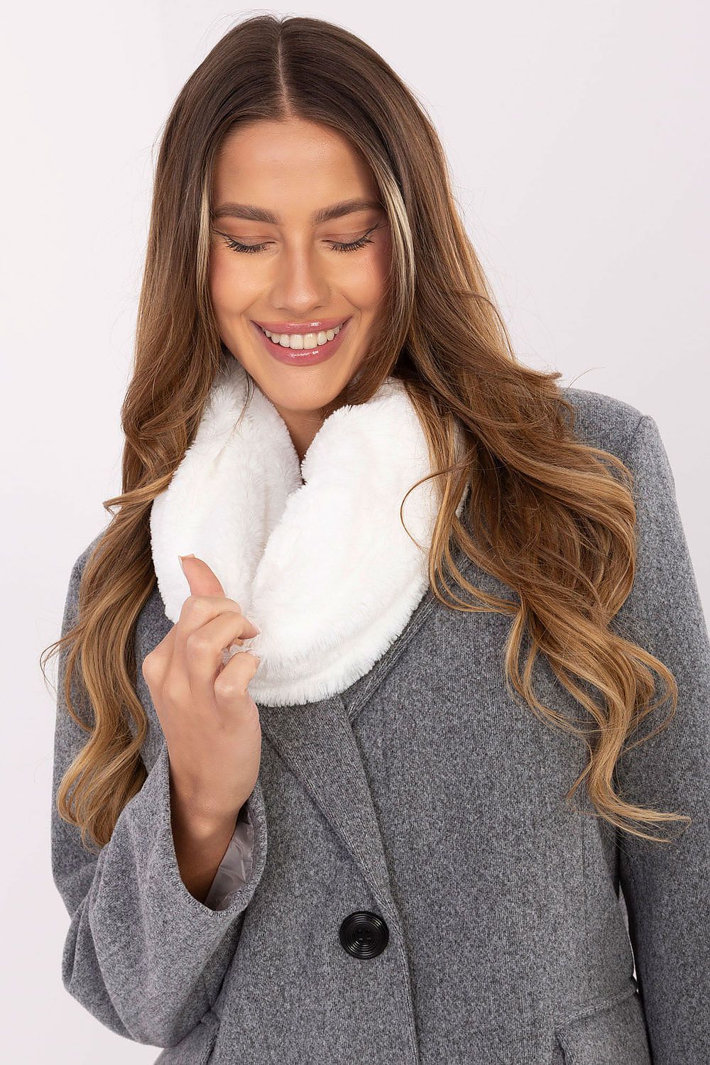 Luxury Infinity Scarf Snood by AT, made from 100% high-quality polyester with a vibrant colorful print, measuring 65 cm long, perfect for stylish warmth and versatility.