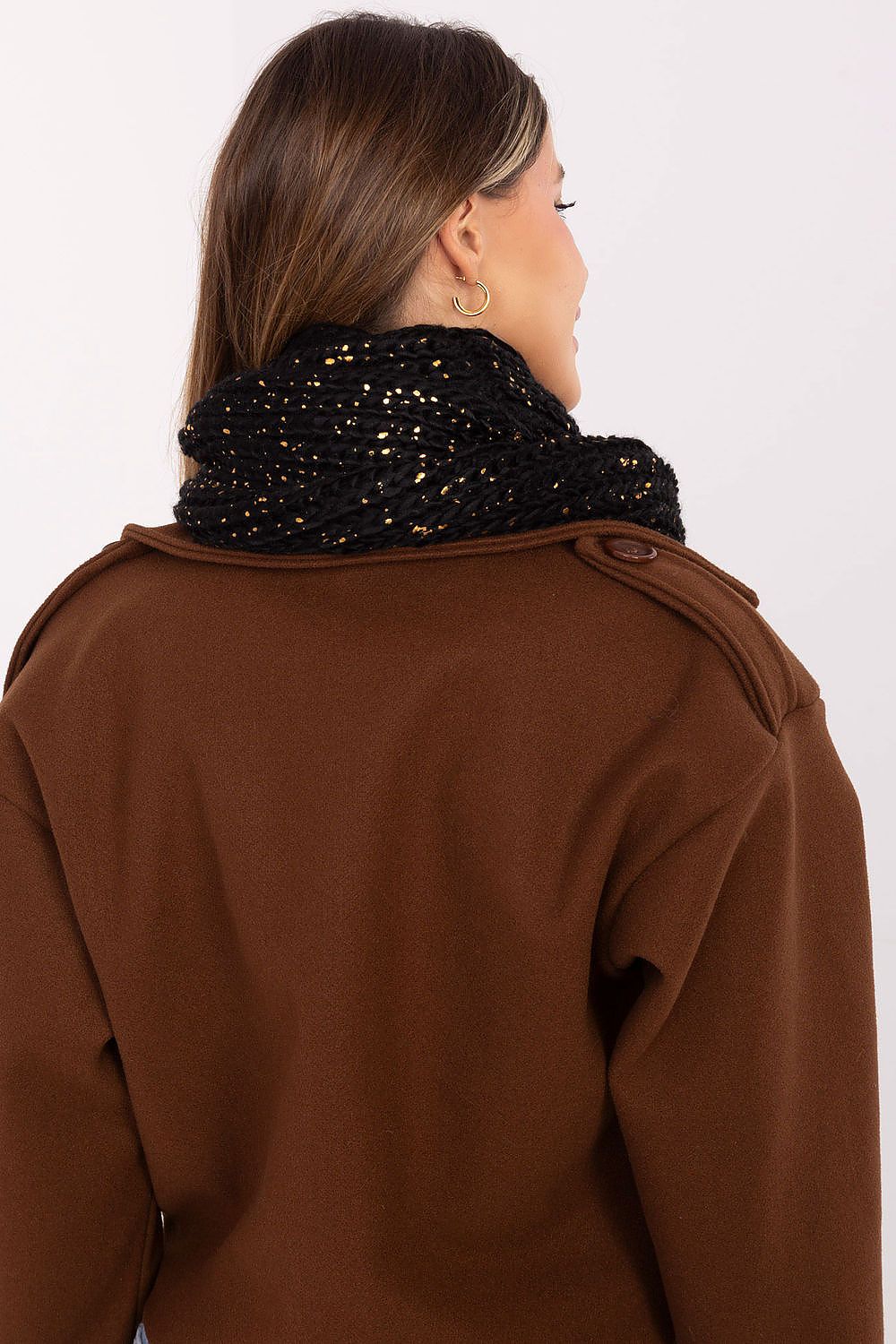 Close-up of the Luxury Infinity Scarf by AT, featuring intricate details and textures of the colourful polyester fabric, perfect for elevating winter outfits.