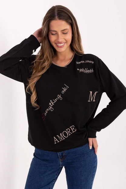 Elegant Comfort Women's Casual Sweatshirt in Cotton-Polyester Blend, showcasing embroidered detail and perfect fit, ideal for stylish everyday wear - by Relevance.