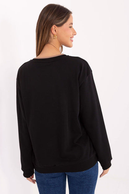 Luxury women's casual sweatshirt by Relevance, crafted from a soft cotton-polyester blend, featuring elegant embroidered detail, perfect for stylish everyday wear.