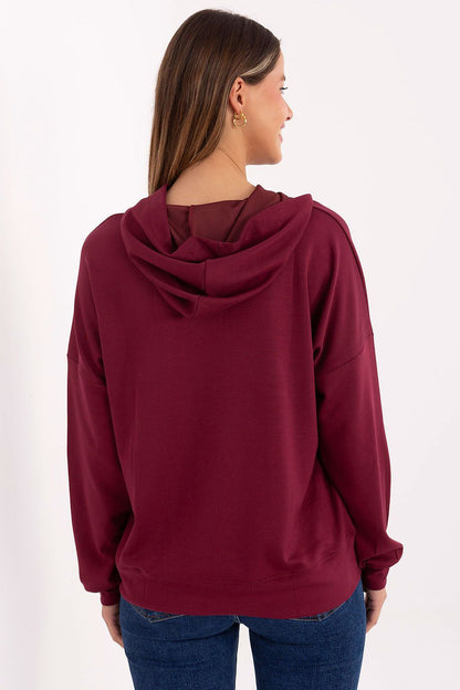 Chic women's casual hoodie by Relevance, crafted from a comfortable viscose-polyester fabric, designed to enhance your casual wardrobe with effortless style.