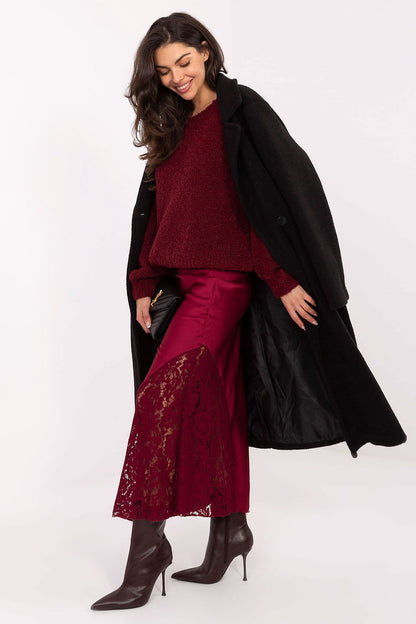 Close-up of Rue Paris Elegant Mermaid Midi Skirt showcasing exquisite fabric texture and feminine silhouette.