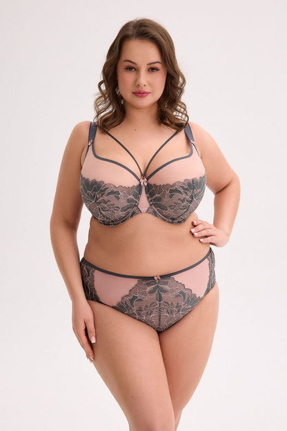 Luxurious Gaia Bra featuring a sophisticated adjustable choker, designed for exceptional comfort and support, perfect for fuller busts. Sizes available EU 75-105 | US 34-48.