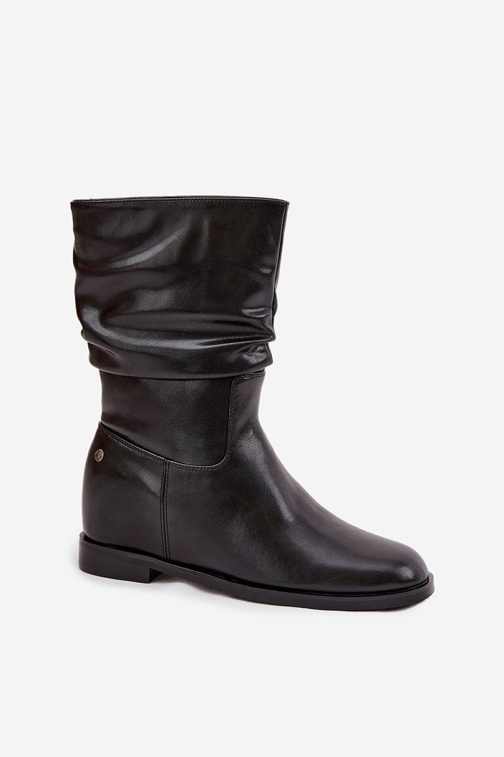 Luxury Women's Maciejka Leather Boots with Warm Lining from Step in Style, featuring a flat heel, elegant design and gathered upper, perfect for cold weather fashion.
