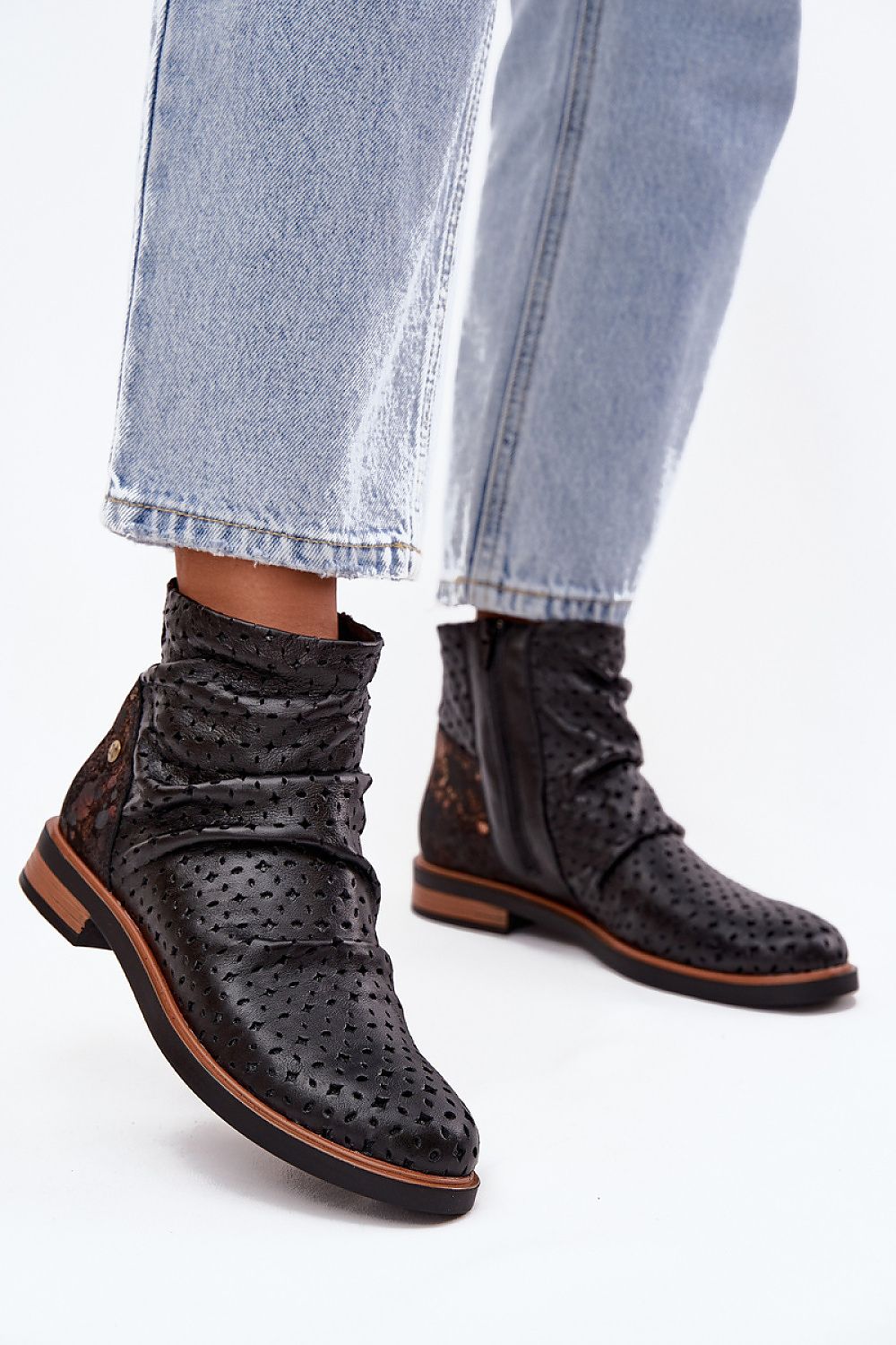 Elegant Maciejka women's natural leather ankle boots featuring a stylish openwork design, perfect for chic everyday fashion, by vendor Step in Style.