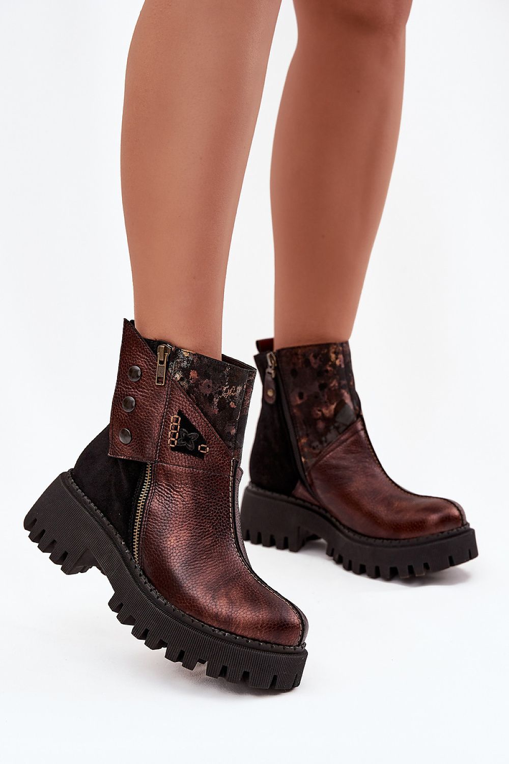 Luxury Maciejka Women's Ankle Boots in natural leather featuring a unique pattern, crafted by Step in style for optimal comfort and elegance.