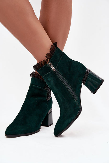 Elegant women's suede ankle boots with zipper and insulation by Step in Style, featuring a 12cm shaft and 7cm heel, perfect for autumn and winter.