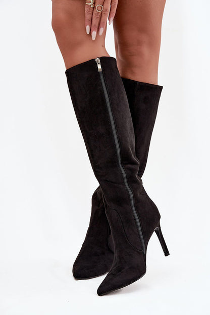 Elegant women's stiletto heel boots in soft eco suede by Step in Style, featuring a pointed toe design and available in sizes EU 36-41, perfect for adding a touch of luxury to any outfit.