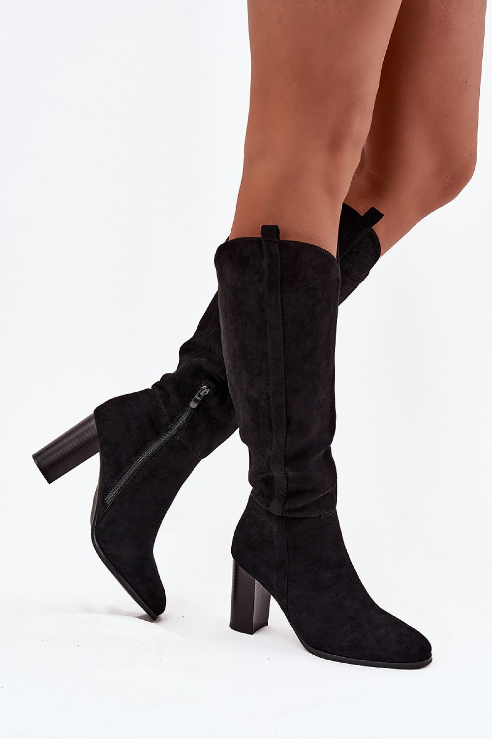 Elegant women's thigh-high boots in eco suede by Step in style, featuring a slip-on design and zipper for easy wear, perfect for adding femininity to any outfit.