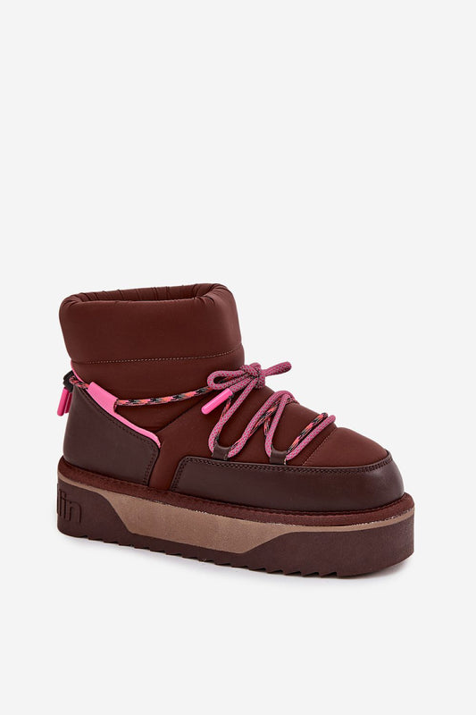 Luxury women's waterproof snow boots by Step in Style featuring a soft fur lining and fashionable two-tone laces, ideal for winter elegance and comfort.