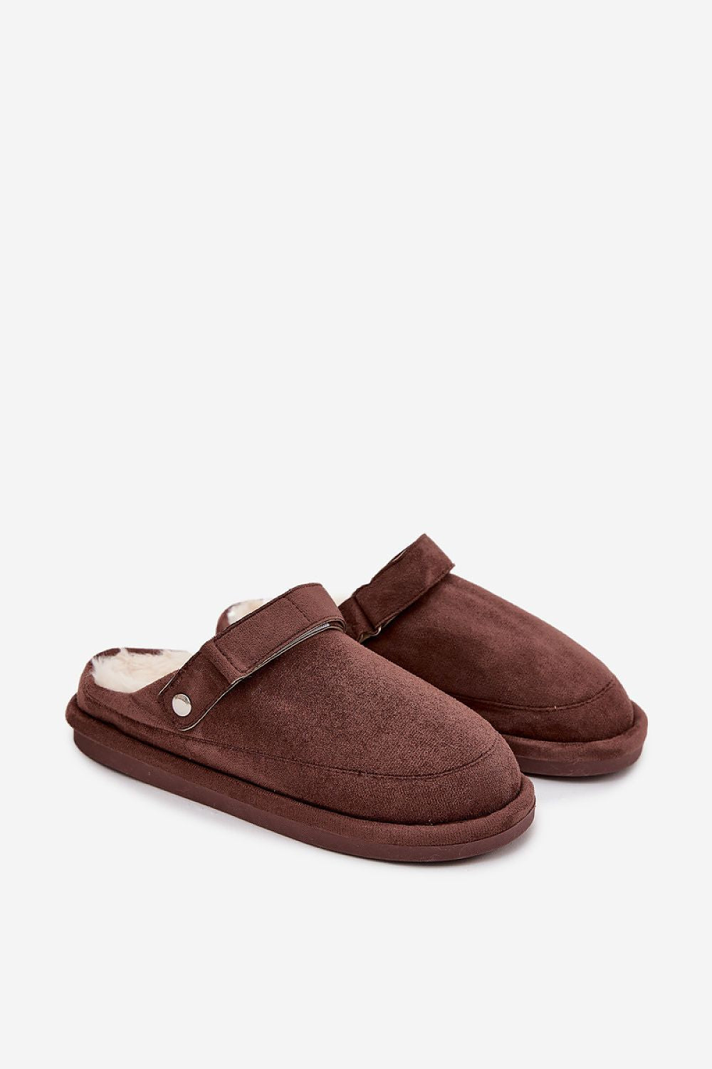 Luxury eco-suede slippers for women by Step in Style featuring adjustable Velcro strap for perfect fit and soft fur lining for warmth.