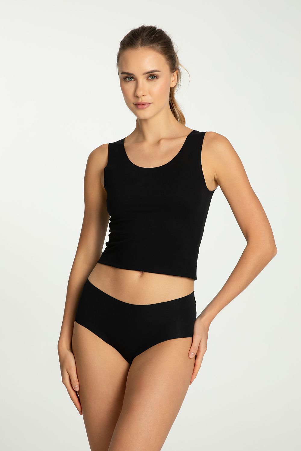 Julimex high-waisted comfort panties in elegant fabric, targeted for modern women seeking a perfect fit and subtle shaping.