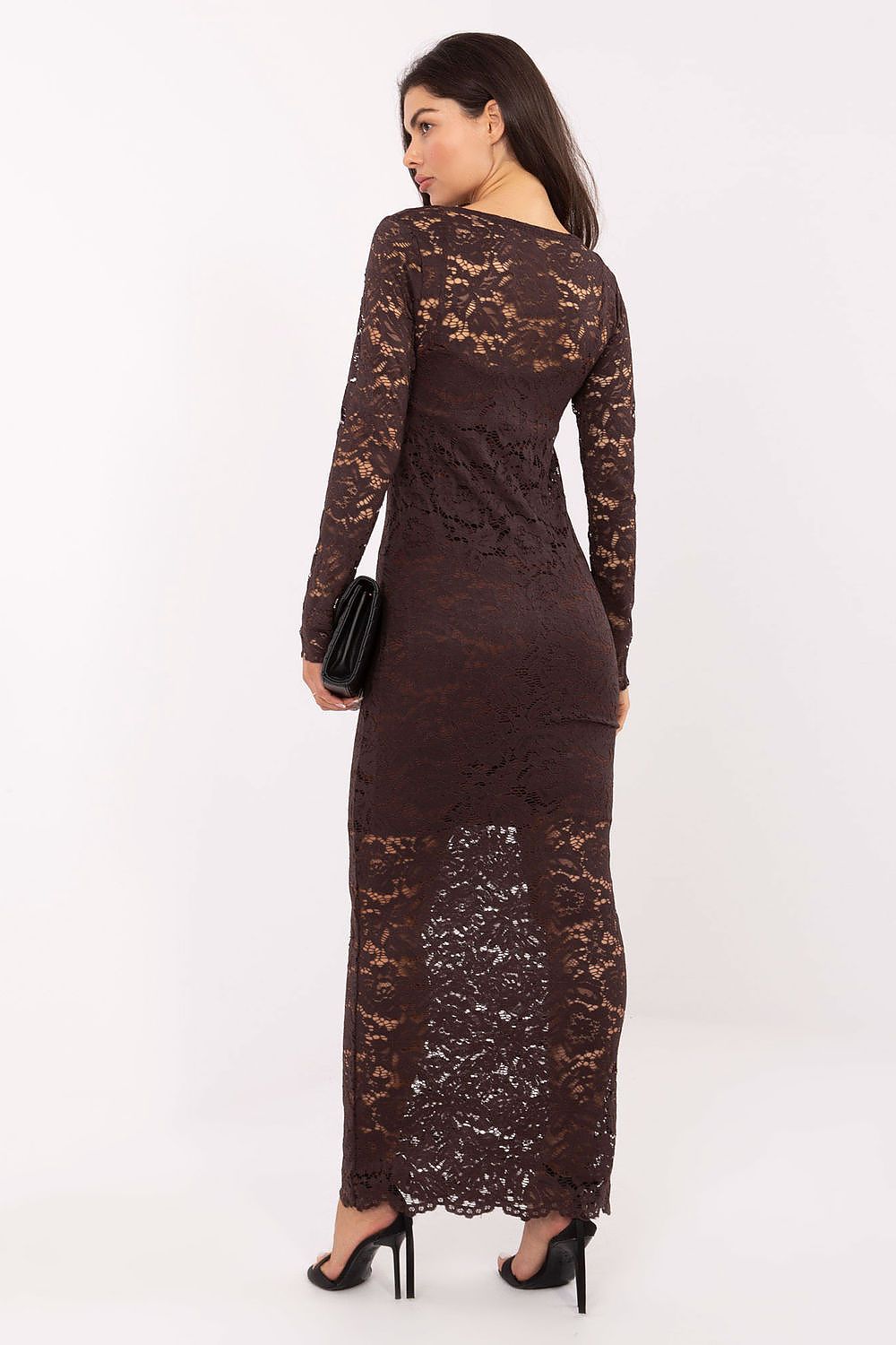 Elegant Lace Maxi Dress by Rue Paris in EU Size 0, featuring long sleeves and intricate lace detailing, perfect for adding a touch of luxury to everyday outfits.