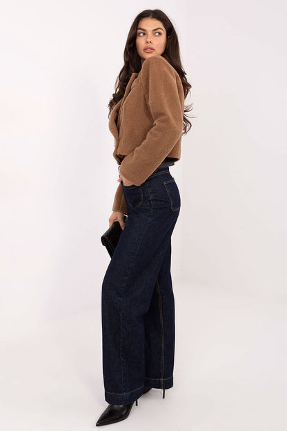 Brilliantly crafted women's coat by Rue Paris, highlighting its modern, feminine silhouette with luxurious fabric, suitable for elegant autumn-winter ensembles.