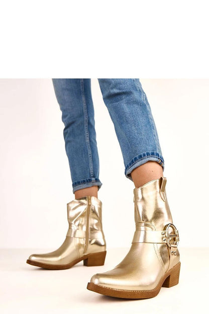 Luxurious gold ankle boots with a slim profile and 16 cm shaft by Solea, crafted from high-quality ecological leather for an elegant touch.