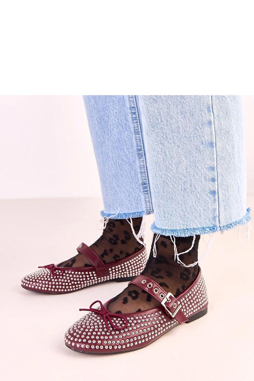 Solea Eco-Leather Ballet Flats with exquisite bow and stud details, combining elegance with comfort in sizes EU 36-41.