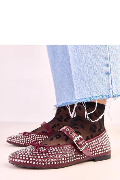 Solea ballerina flats in high-quality artificial leather, highlighting modern elegance with studded accents and a lovely bow for a girlish touch.