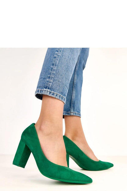Elegant eco-friendly suede block heel pumps by Solea, showcasing timeless design with a 9cm heel and feminine pointed toe, available in sizes EU 36-41.