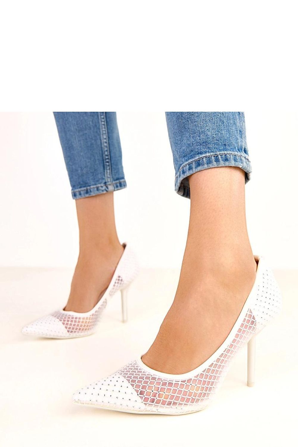 Glamorous slip-on stiletto heels by Solea, featuring a luxurious design with breathable mesh and zircon details.