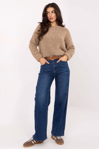 Elegant high-waisted straight leg jeans for women by Factory Price, crafted from a soft cotton blend for ultimate comfort and style.