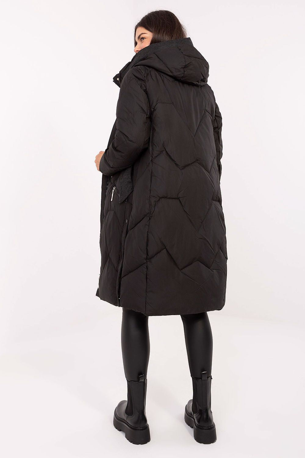 MBM Women's Long Down Jacket in elegant dark colour, showcasing its stylish design, perfect for cold weather.