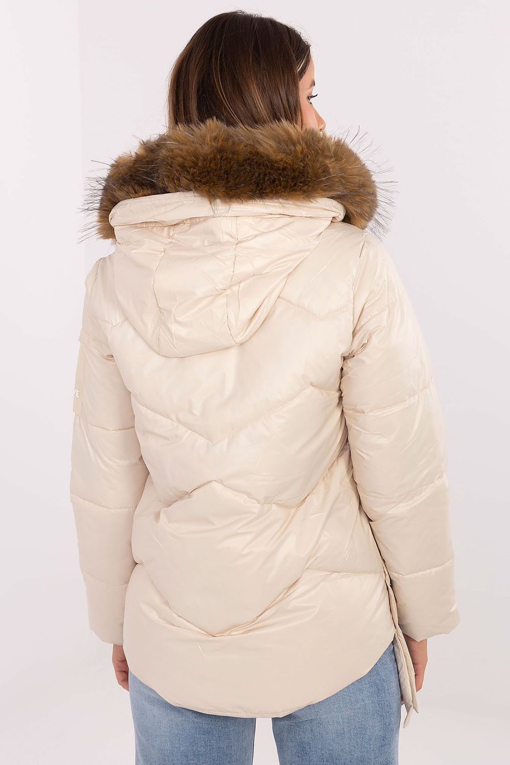Luxurious women's down jacket by MBM featuring a detachable fur hood, suitable for autumn and winter.
