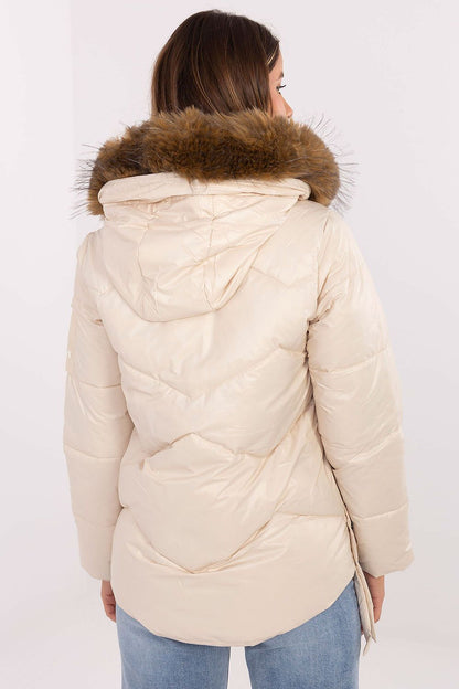 Luxurious women's down jacket by MBM featuring a detachable fur hood, suitable for autumn and winter.