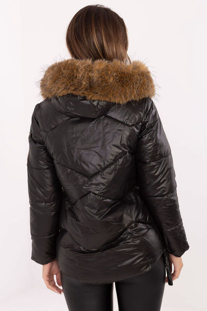 Elegant women's down jacket by MBM featuring a detachable fur hood, designed for style and warmth during autumn and winter.