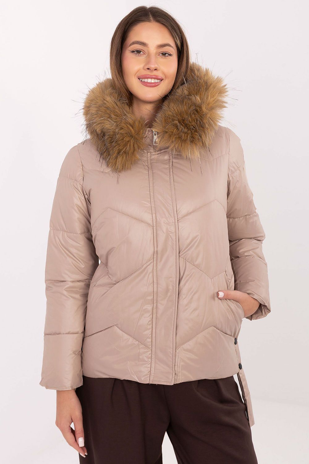 Luxurious MBM women's down jacket showcasing a quilted finish, perfect for cold weather with a fashionable silhouette.