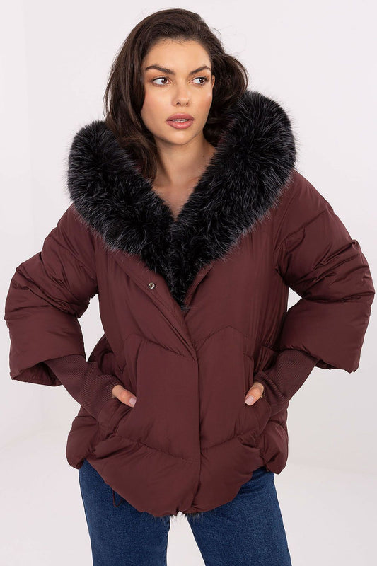 Luxury women's quilted down jacket by MBM with detachable hood and cuffs, perfect for autumn and winter fashion, designed for warmth and style.