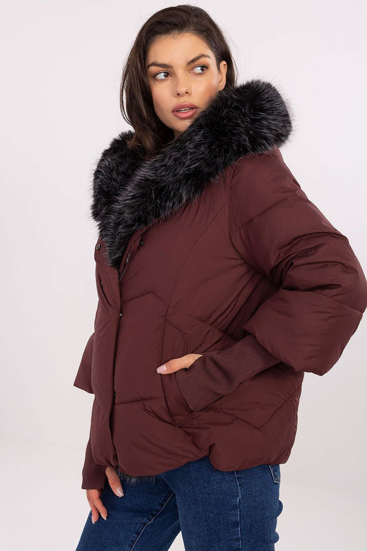 Luxury women's quilted down jacket by MBM featuring a detachable hood and cuffs, perfect for autumn and winter elegance.