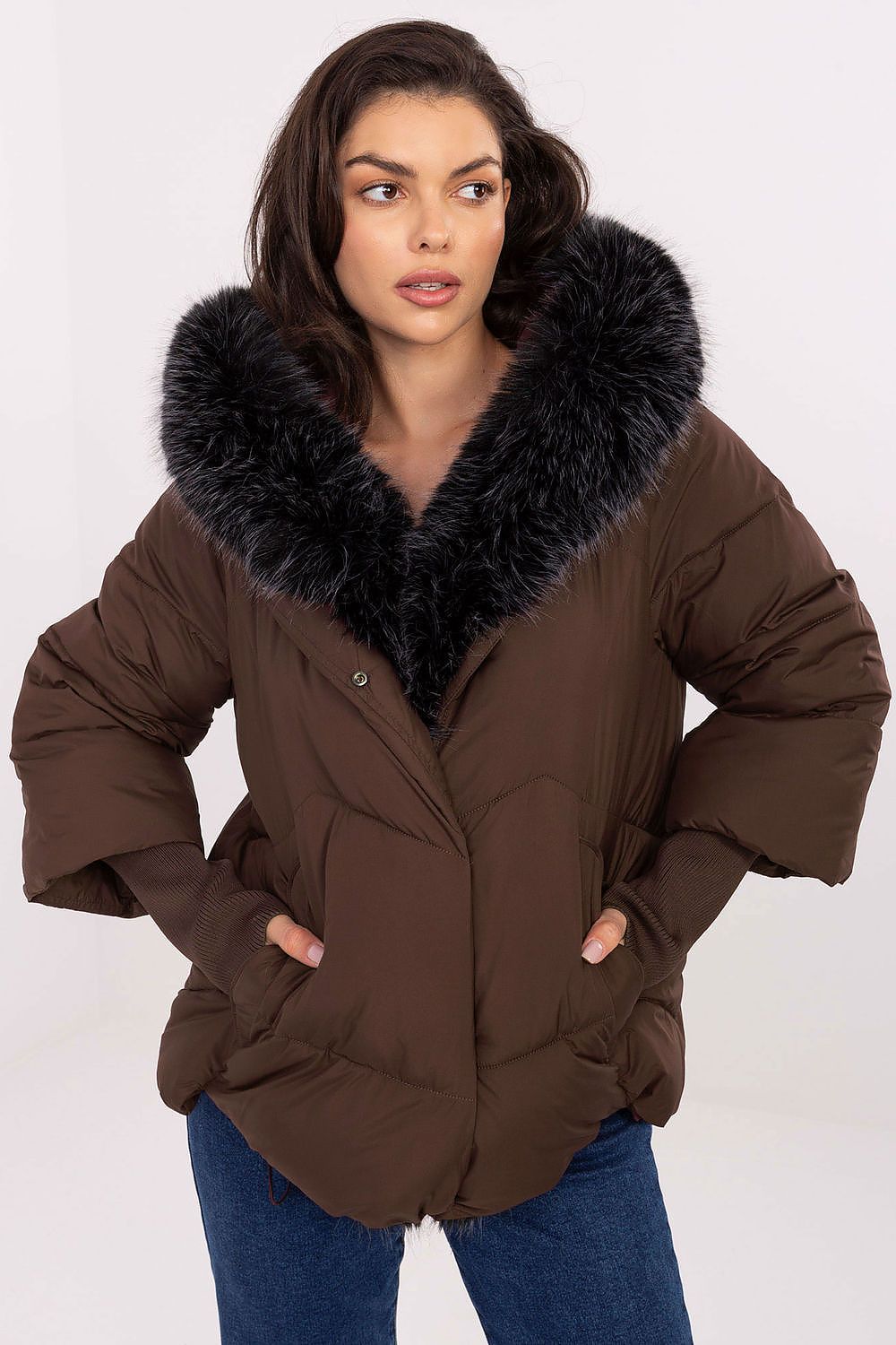 Chic MBM Women's Down Jacket with zippers and snap fastenings, designed for elegant winter style.