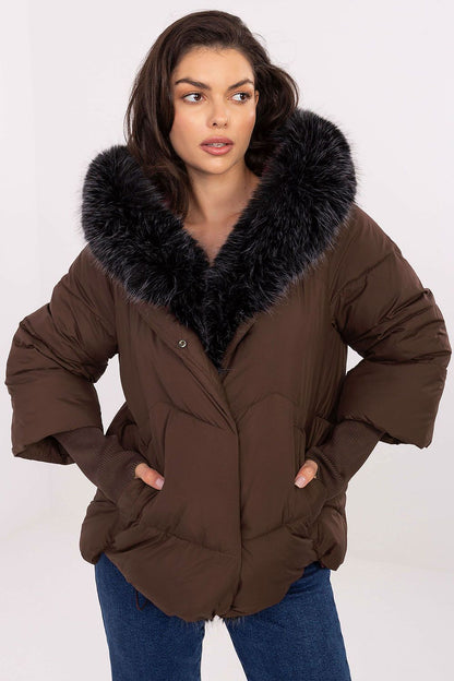 Elegant MBM Women's Down Jacket featuring smooth polyester fabric and trendy quilted design, perfect for casual or professional looks.