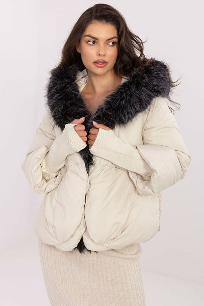 MBM Women's Quilted Down Jacket in luxurious style, featuring detachable hood for warmth and elegance, perfect for winter fashion.