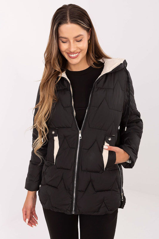 Luxurious women's down jacket with hood by MBM, featuring a stylish quilted design, available in sizes EU M-XXL, perfect for all-season wear.