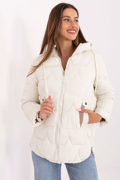 MBM luxury women's down jacket featuring smooth polyester material and synthetic insulation for warmth in autumn, winter, and spring.