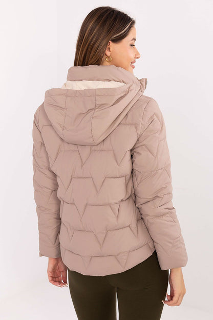 MBM luxurious down jacket for women, showcasing a perfect balance of warmth and style, with a smooth polyester finish and detachable hood.