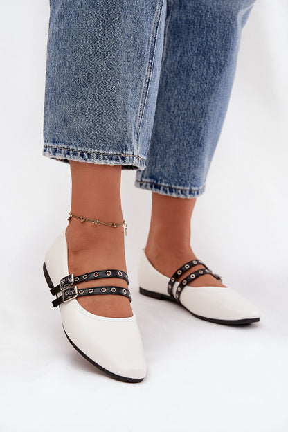 Luxury Eco Leather Women's Ballerina Flats with Stylish Straps by Step in Style, perfect for elegant occasions.