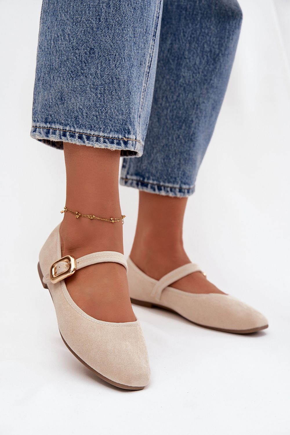Elegant women's ballet flats by Step in Style, featuring a gold buckle and crafted from soft eco suede for all-day comfort.