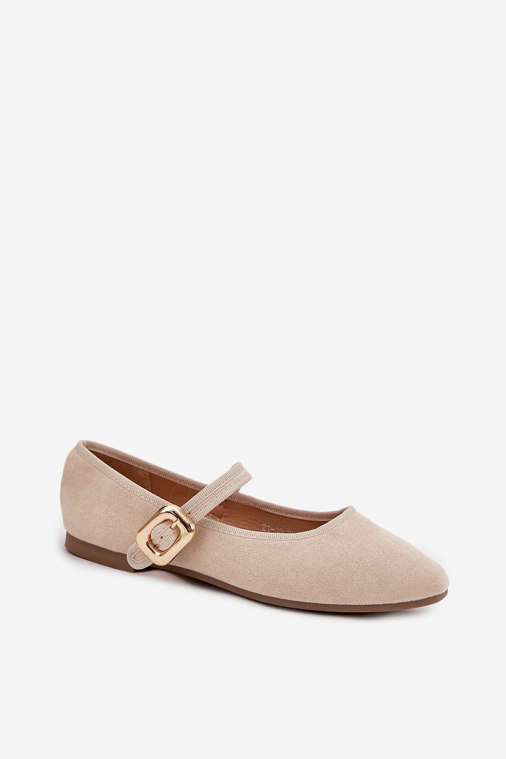 Stylish women's ballet flats by Step in Style, elegantly crafted from eco suede, featuring a delicate strap with gold buckle, perfect for versatile outfits.