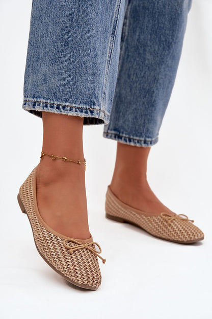 Elegant women's ballet flats with a delicate bow, crafted from lightweight braided material, by Step in Style, perfect for comfortable everyday wear in EU sizes 36-41.