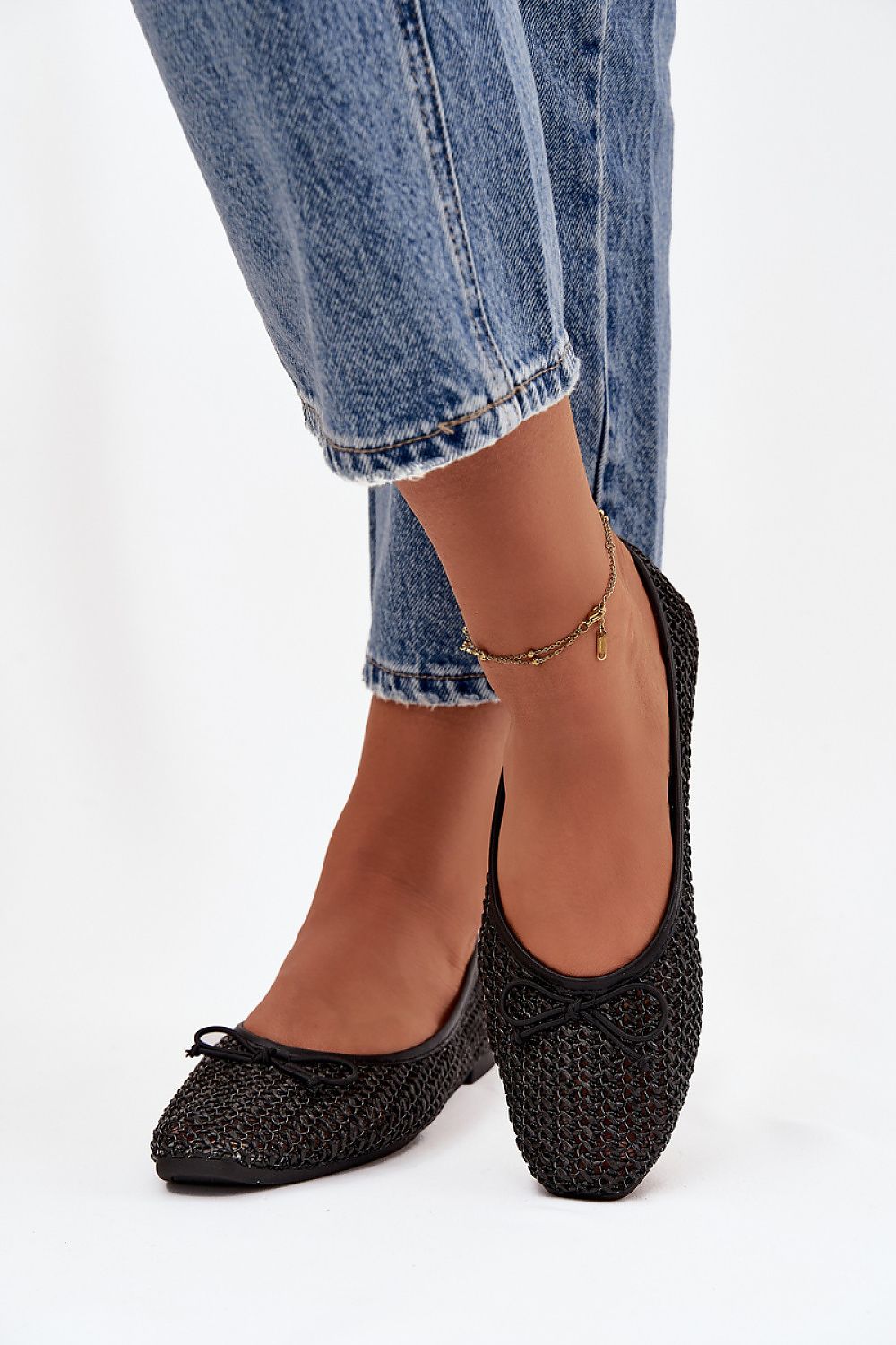 Elegant women's ballet flats in braided style with a chic bow, crafted by Step in Style, perfect for stylish everyday wear.