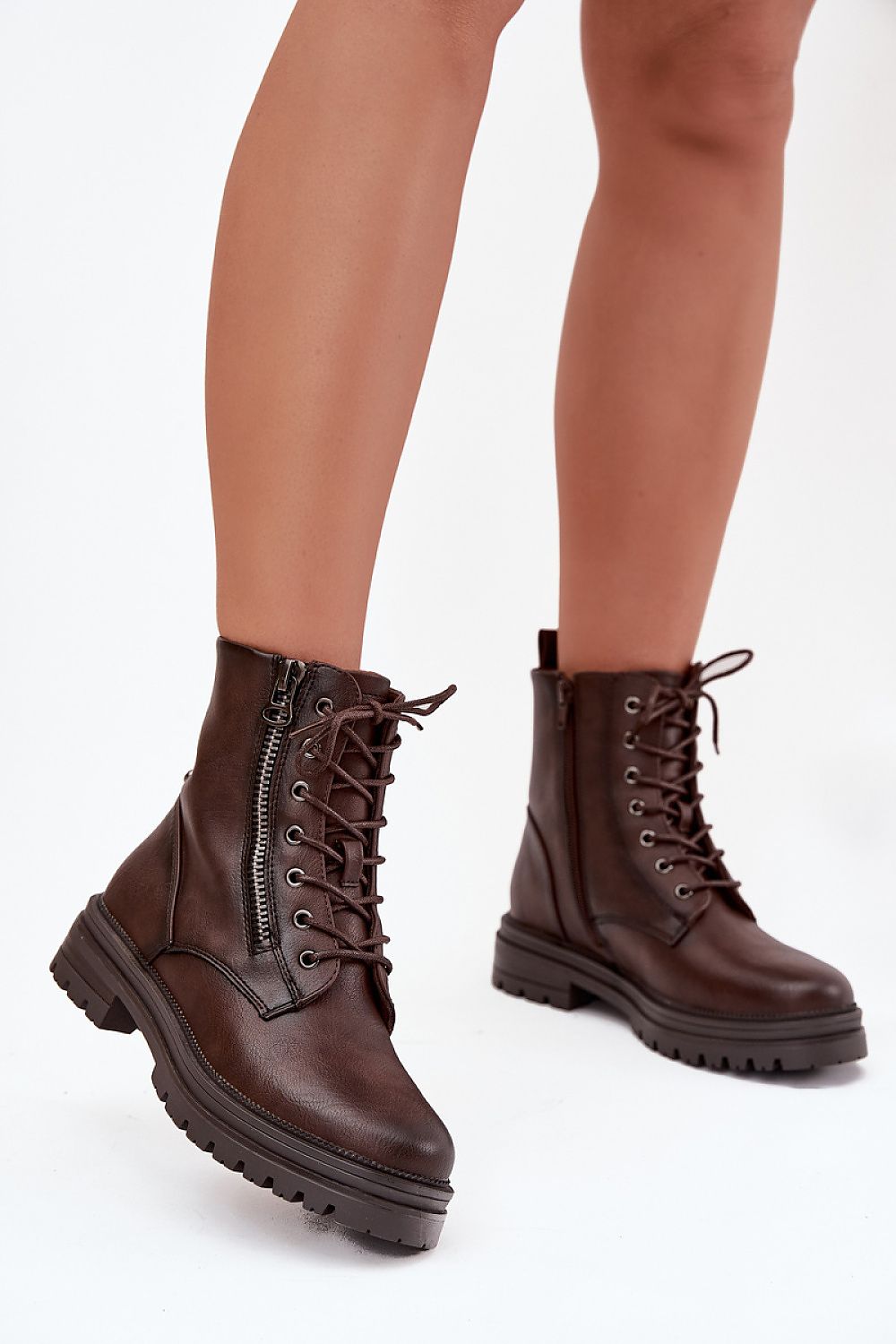 Jezzi Women's Eco Leather Worker Boots featuring a stylish zippered design, crafted by Step in Style, ideal for everyday urban fashion in sizes EU 36-41.